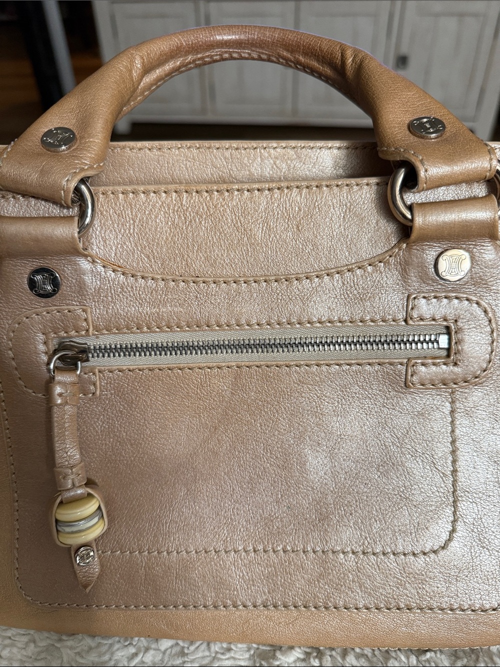 Celine Genuine Leather Top-Handle Women’s Bag in Light Brown